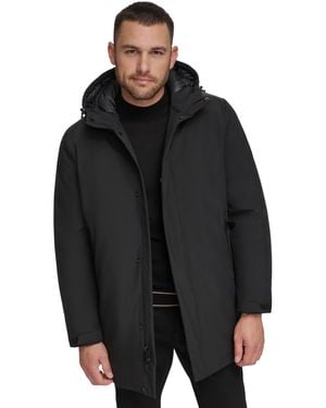 Calvin Klein Flextech Stretch Water-resistant Hooded Stadium Jacket - Black