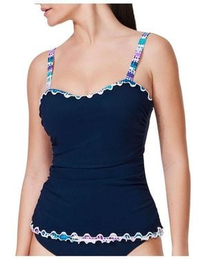 Gottex Canva Tricolore D-cup Tankini Top - Blue