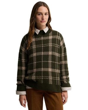 Barbour Delilah Mock Neck Tartan Wool-blend Sweater - Green