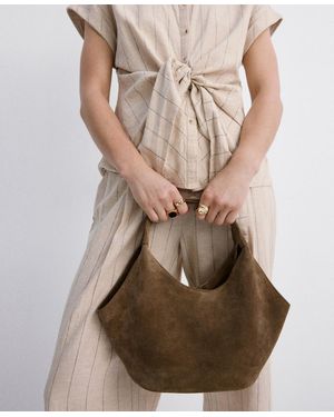 Mango Linen Pinstripe Shirt - Brown