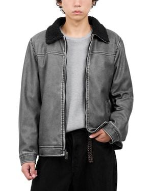 Xray Jeans Regular Fit Brushed Faux Leather Aviator Jacket - Gray