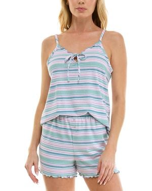 Roudelain Sweetheart Neck Top And Mid-rise Shorts - Blue