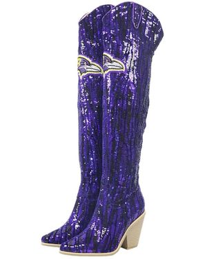 Fabgating By Cuce Over-the-knee Sequin Western Pointed-toe Boots - Purple