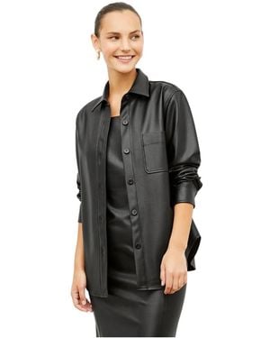M.M.LaFleur Sierra Faux Leather Shacket - Black