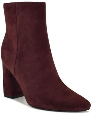 Nine West Reraye Flared Block Heel Ankle Booties - Purple