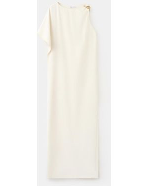 Mango Asymmetrical Sleeves Long Dress - White