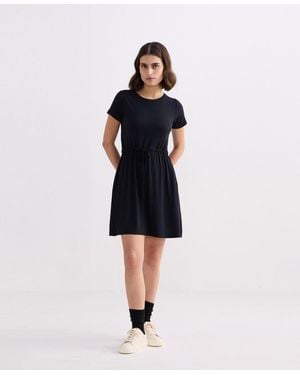 REISTOR Drawstring Short T-shirt Dress - Blue