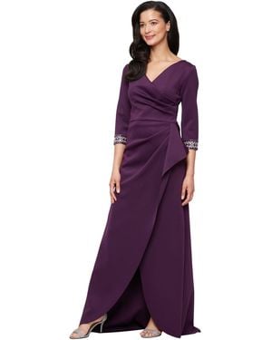 Alex Evenings Long Stretch Scuba Crepe Dress - Purple