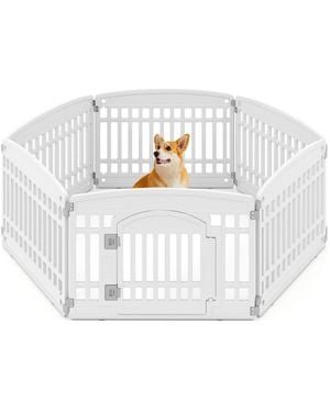 Rui 6 Panel Foldable Plastic Dog Playpen 24 Inch Indoor Outdoor Pet Fence - White