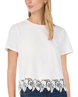 Cece Cropped Boxy Tee With Lace Trim T-shirt - White