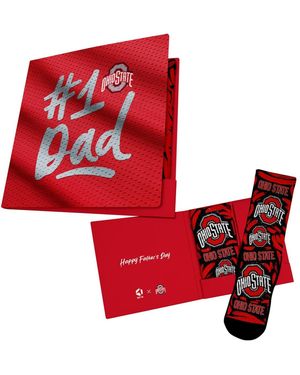 Rock Em Socks And Ohio State Buckeyes #1 Dad Gift Card Socks - Red