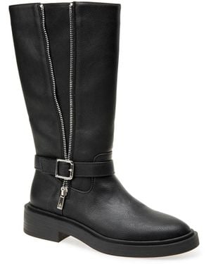 Kenneth Cole Armie Moto Inspired Mid Calf Faux Leather Boots - Black