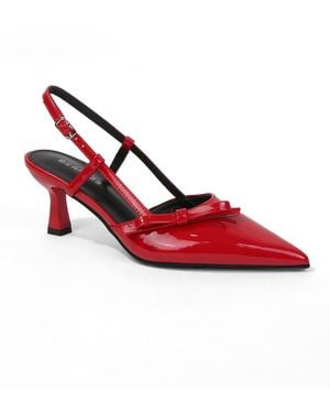 BERNESS Cornelia Bow Accented Patent Slingback Heels - Red