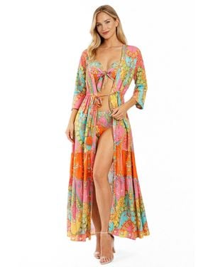 La Moda Clothing Club Moda Tropical Paisley Maxi Resort Dress - Orange
