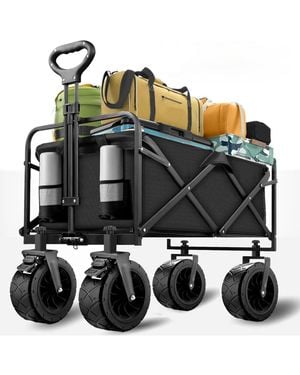 SUGIFT 560lbs Heavy Duty Folding Garden Wagon Cart 155l Large Capacity Utility Foldable Beach Cart - Black