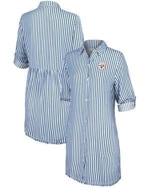 Tommy Bahama White/blue San Francisco Giants Chambray Stripe Button-up Dress