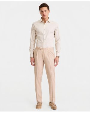 Michael Kors Linen Blend Classic-fit Pant - Natural