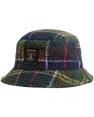Barbour Field Tartan Fleece Bucket Hat - Green