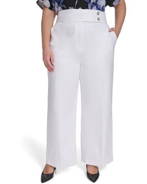 Calvin Klein Plus Size Wide-leg Mid-rise Pants - White