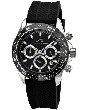 Porsamo Bleu Preston Sport Silicone Silver Tone & Black Watch 1037bprr