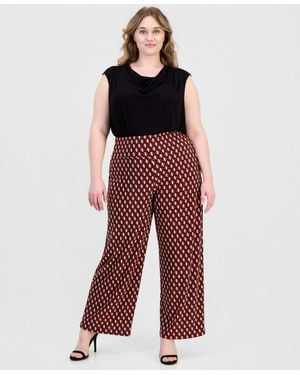 Anne Klein Plus Size Pull-on High-rise Wide-leg Pants - Red