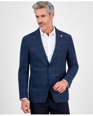 Tom Baine Slim-fit Plaid Stretch Sport Coat - Blue
