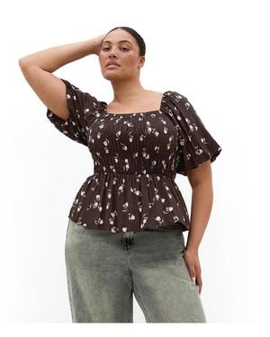 City Chic Plus Size Aire Peplum Floral-print Square-neck Top - Multicolor