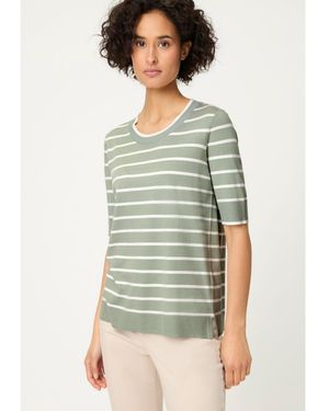 Olsen Striped Short Sleeve Sweater - Green