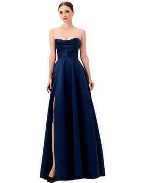 Bariano Ameira Strapless Cowl Gown - Blue