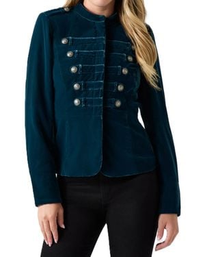 Guess Elena Military High-neck Long-sleeve Band Jacket - Blue