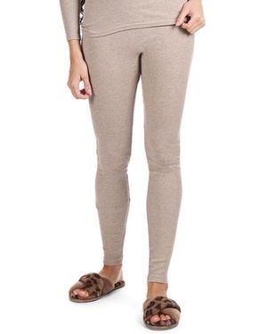 Memoi Organic Cotton Seamless Classic Ribbed leggings - Natural