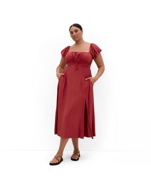 City Chic Plus Size Abbigail Split Maxi Dress - Red