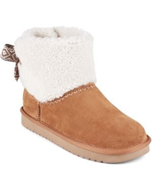 Earth Wing Round Toe Casual Ankle Booties - White