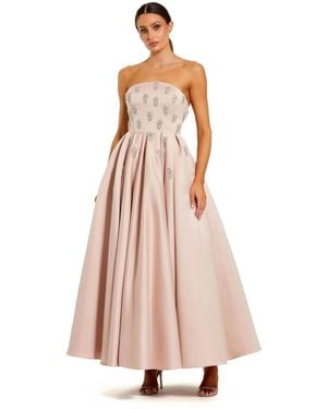 Mac Duggal Crystal Embellished Strapless Satin A-line Dress - Pink