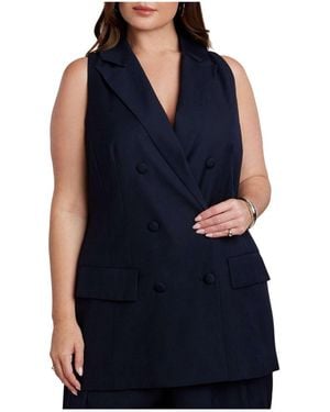 Eloquii Long Tailored Vest - Blue