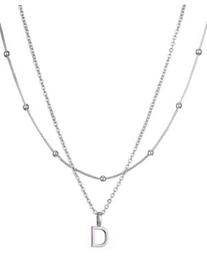 Adornia Silver Layered Initial Necklace - Metallic