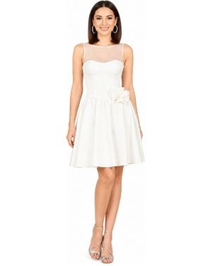 Lara Illusion Neck Bridal Midi Dress - White