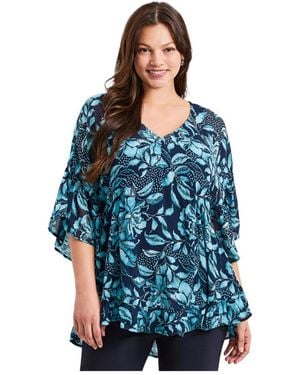 Avenue Harlow Chiffon Blouse - Blue