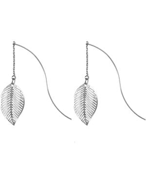 Bearfruit Jewelry Statement Leaf Drop Earrings - Metallic