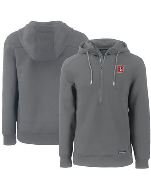 Cutter & Buck Denver Broncos Throwback Roam Eco Half-zip Pullover Hoodie - Gray