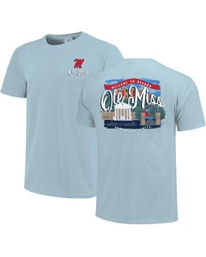 Image One Ole Miss Rebels Comfort Colors Campus Scene Drawing Script T-shirt - Blue