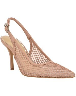 Guess Pandy Mesh Pointed Toe Slingback Stiletto Pumps - Pink
