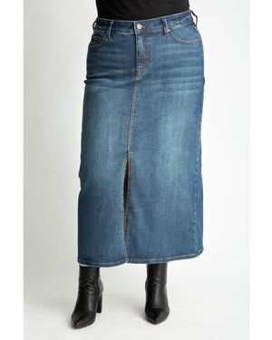 Slink Jeans Plus Size Denim Maxi Skirt - Blue