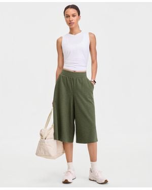 ID Ideology Ribbed Wide-leg Cropped Pull-on Pants - Green
