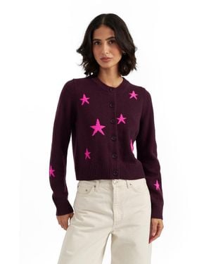 Chinti & Parker Wool-cashmere Blend Star Crewneck Cardigan - Red