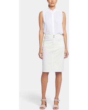 NYDJ Petite High-waist Button Closure Skirt - White