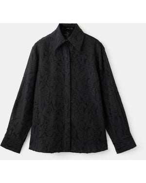 Mango Textured Oversize Shirt - White