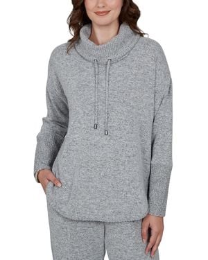Ruby Rd. Petite Oversized Cowl Neck Long-sleeve Pullover - Gray