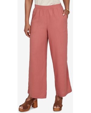 Ruby Rd. Petite Lace Trim Lightweight Pull-on Pants - Red