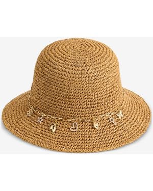 On 34th Charm Trim Paper Crochet Bucket Hat - Natural
